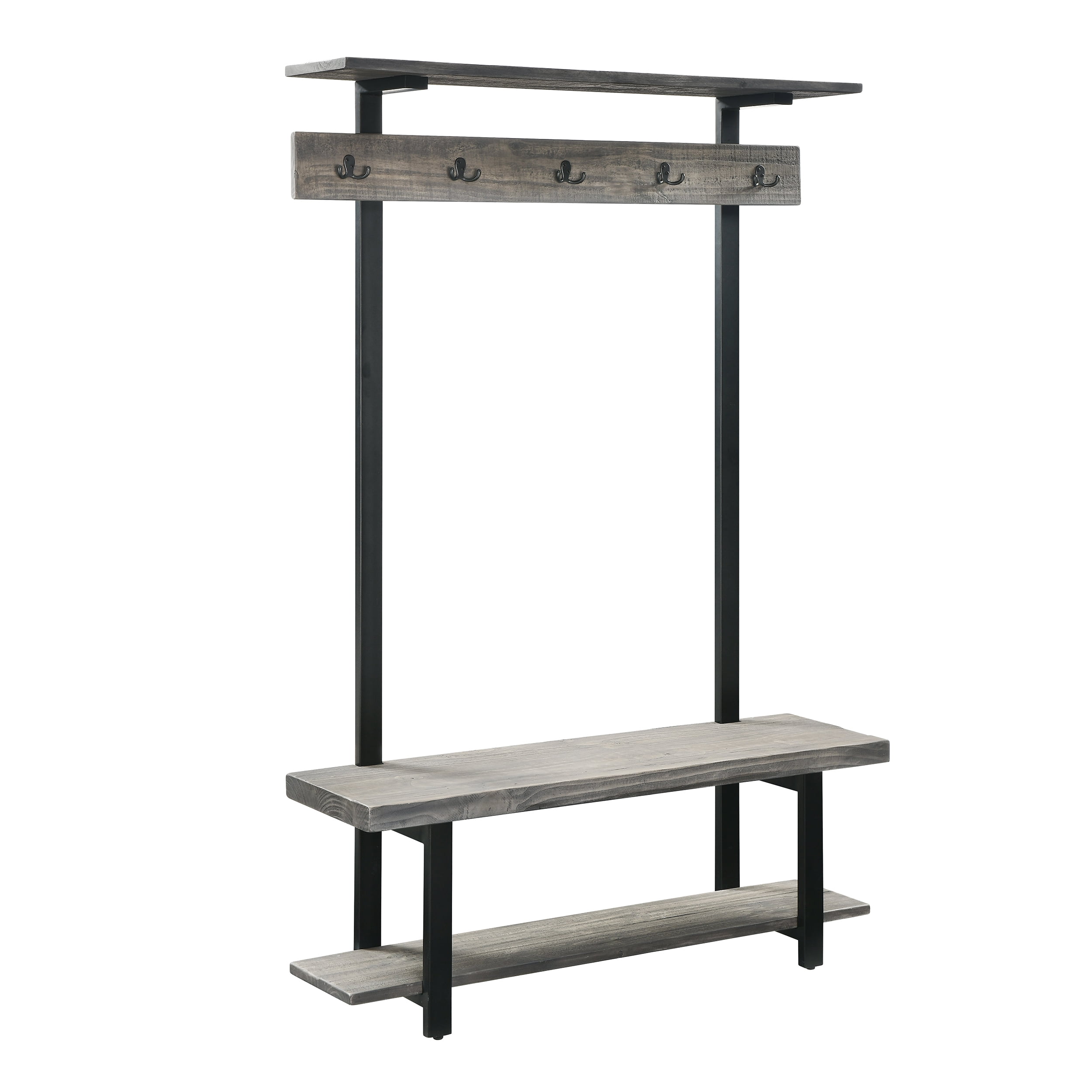 Pomona Entryway Hall Tree with Bench, Shelves & Coat Hooks Walmart