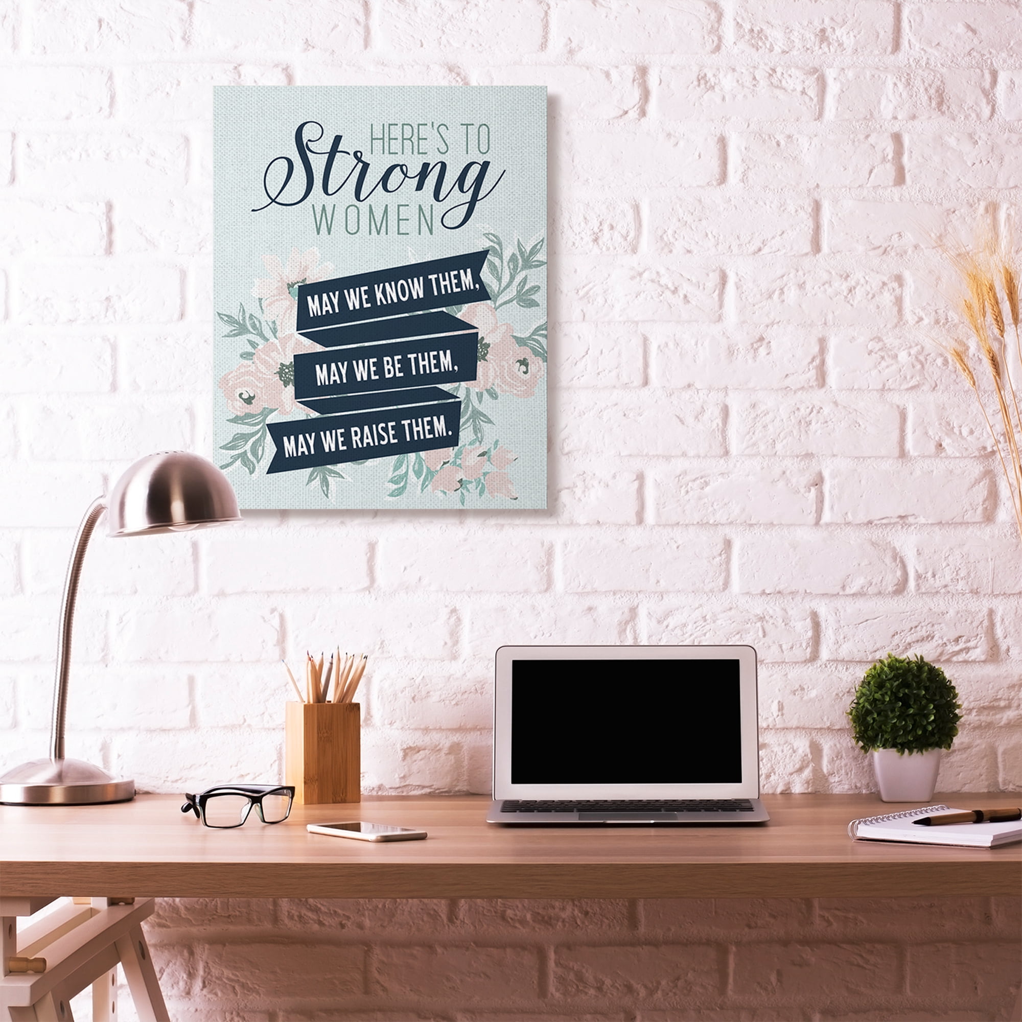 Stupell Home Décor Strong Women Inspirational Flower Word Design Canvas Wall Art by Gigi Louise
