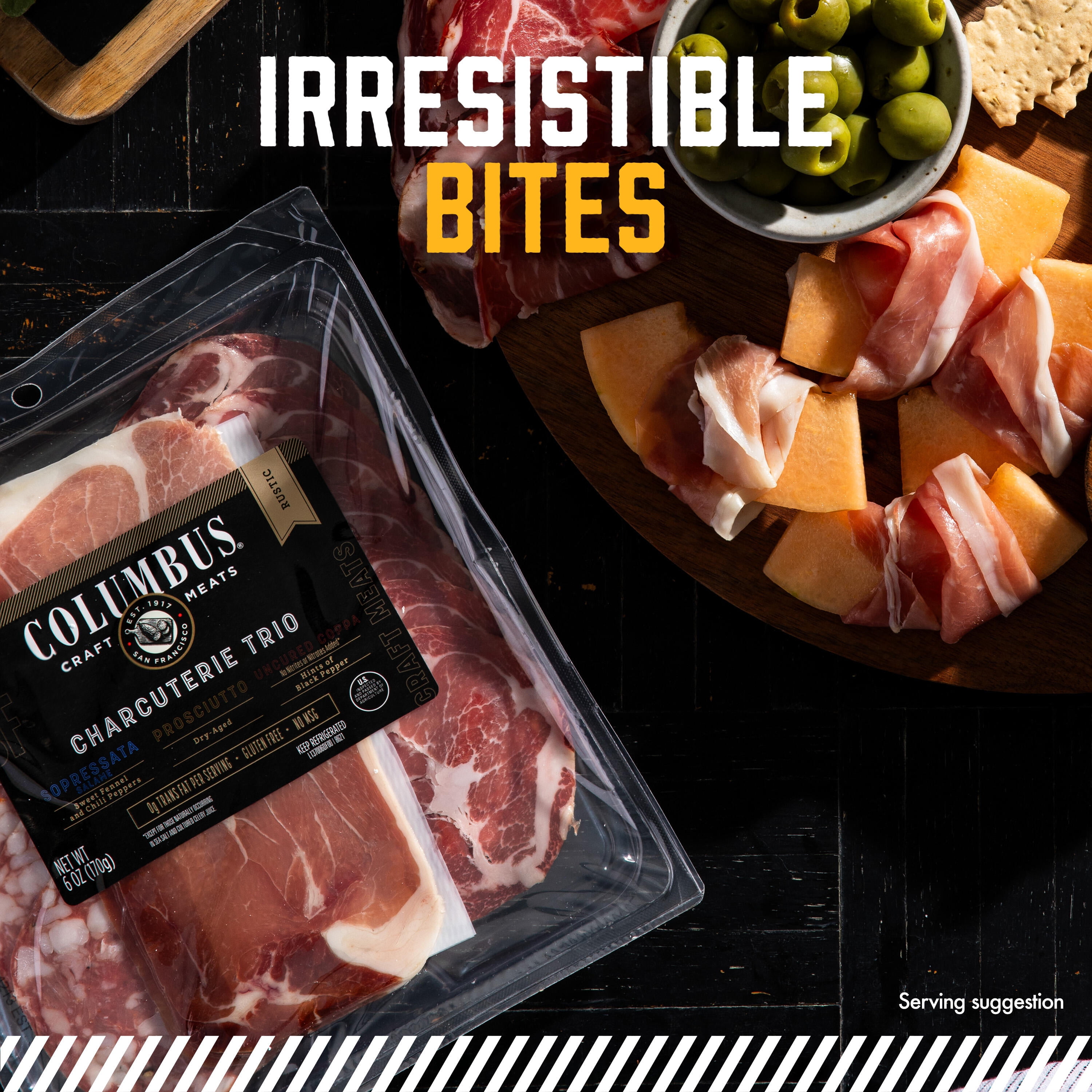 Columbus, Rustic Charcuterie Trio, Sliced Meats, Refrigerated 6 oz Plastic Tray