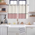 thumbnail image 2 of Pink Geometric Kitchen Curtains Short 54 Inch Length, Modern Beige Color Block Black Lines Art Grommet Top Bedroom Living Room Curtains, Light Filtering Cafe Curtain Drapes 2 Panels Set 84''x54'', 2 of 9
