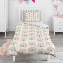 Boho Bohemia Rainbow Duvet Cover and Pillowcase Set for Single Bedding, Bedroom Accessories for Kids Teens