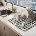 thumbnail image 2 of Spring Daisy Dish Drying Mats for Kitchen Counter, Rustic Wildflower Black Plaid Botanical Farmhouse Absorbent Coffee Bar Mat with Non-slip Rubber Backed Quick Drying Dish Rack Pad 12"x16", 2 of 9
