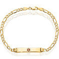 thumbnail image 2 of 14K Solid Yellow Gold Medical Alert Figaro Link Name Bar Identification ID Bracelet, 2 of 4