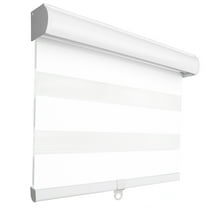 MiLin Cordless Zebra Blinds Window Shades, Light Control for Day and Night Dual Layer Roller Window Shades, Custom Cut to Size 12-70 Width Inch (Light Filtering White, 25" W X 48" H)