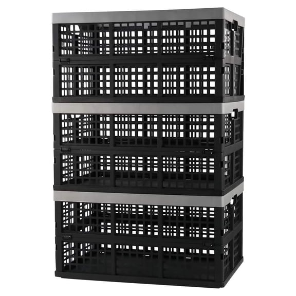 42 Liter Large Collapsible Crate, Plastic Folding Storage Crates Set of 3
