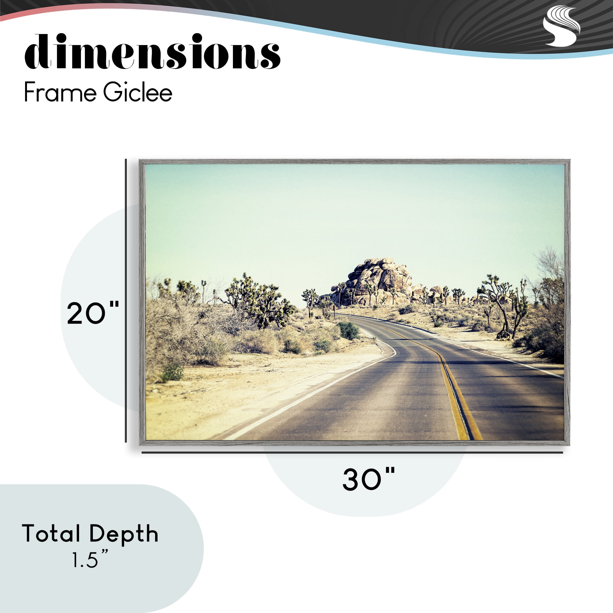 Road Trip Joshua Tree Park Gray Framed Giclee Art, design by Joseph S Giacalone