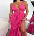thumbnail image 4 of Robe Longue d'Été pour Femmes avec Nœud, Bretelles Spaghetti, Découpe, Robe de Soirée, 4 of 5