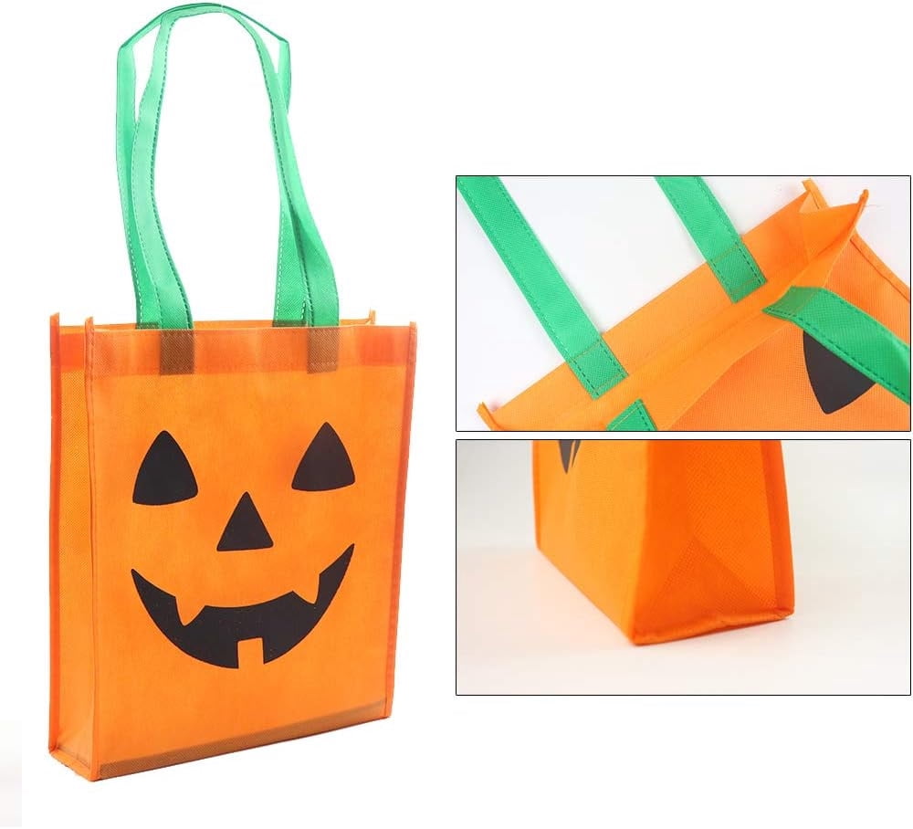 10 Pack Halloween Pumpkin Goodie Bags Non-Woven Fabric for Trick or Treat