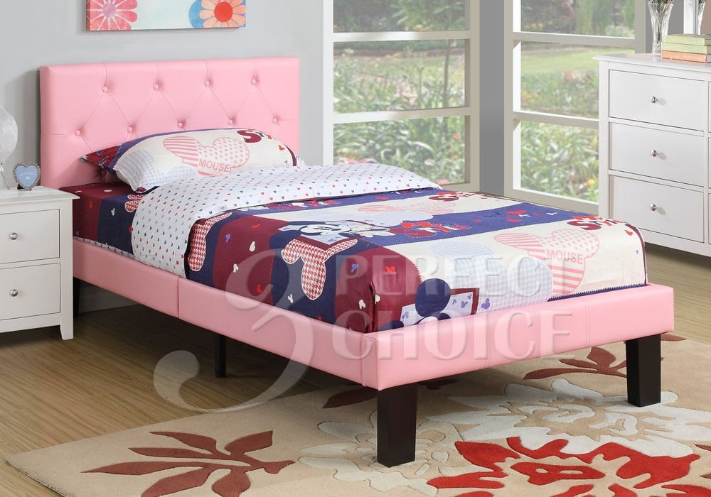 Pink Faux Leather Youth Full Bed by Simple Relax