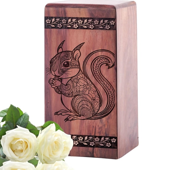 Squirrel Urn For Human Ashes/Pet Ash - Wooden Urns For Human Ashes Adult Male/Female - Cremation Funeral Urns - Memorial Decorative Keepsake10Inch, Large Size - Single 1Pcs