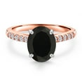 thumbnail image 3 of Gem Stone King 10K Two Tone Gold Black Onyx and Lab Grown Diamond Engagement Ring for Women | 2.20 Cttw | Gemstone December Birthstone | Oval 9X7MM, 3 of 6