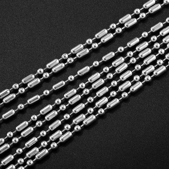 10pcs Stainless Steel Oval Beads Link Chain Necklace 24" Silver New Wholesale
