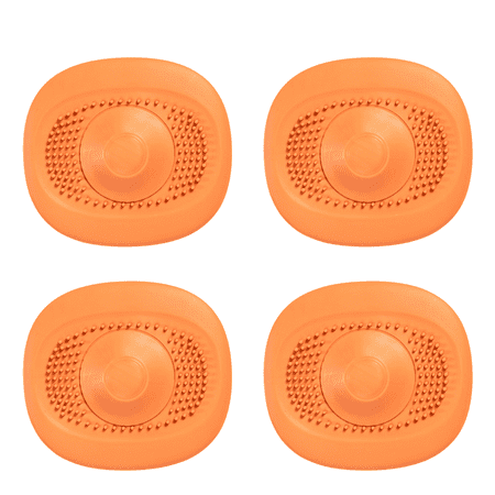 

Silicone Hair Stopper Shower Drain Covers Bathtub and Shower Drain Protectors for Bathroom Bathtub and Kitchen 4 Pack Orange