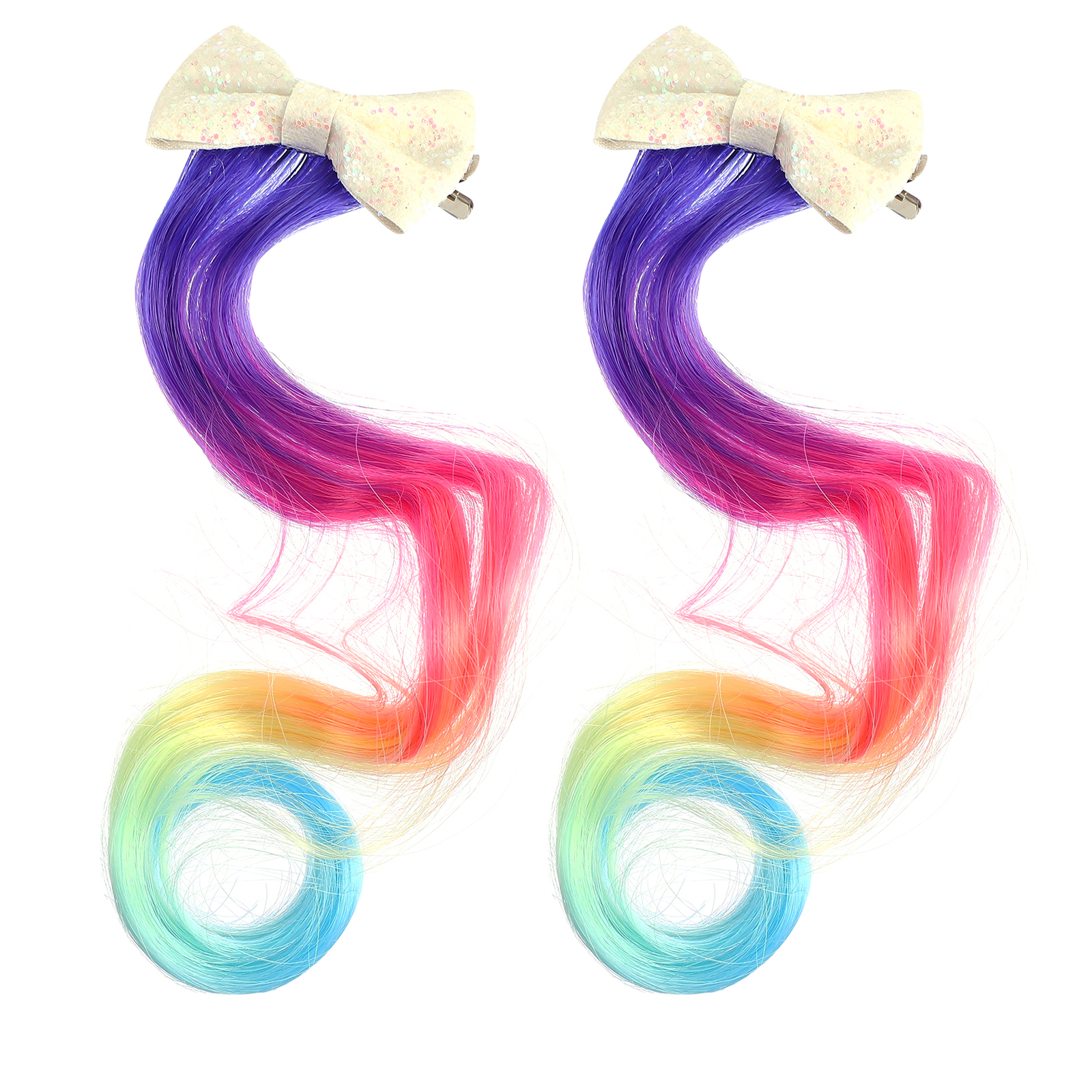 2pcs Kids Hair Extensions Clips Girls Curly Ponytail Extension Hair
