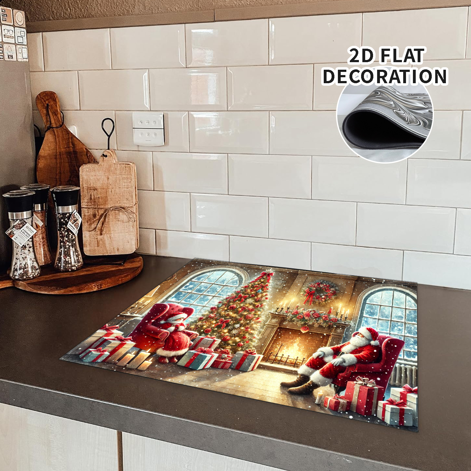 1pc Christmas Stove Cover Let It Snow Winter Stove Top Cover for Kitchen Decor Red Electric Stove Pad Xmas Party Non-Stick Gas Burners Covers Washable Countertop Protector Keep Stove Clean