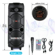 CURUK Dual 8 Woofer Bluetooth Portable Speaker Mic, RC, Handles & Wheels, Black,