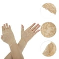 thumbnail image 2 of Unique Bargains 1 Pair Sunblock Fingerless Gloves Floral Thin Sun Block Driving Gloves for Women Nude, 2 of 5