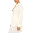 thumbnail image 4 of VISgogo Traje Casual para Mujer, Camisa de Solapa con Botones de Color Sólido de Manga Larga + Pantalones Largos de Pierna Ancha VISgogo moda, 4 of 6