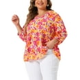 thumbnail image 4 of NOMADIC NOOK Women's Plus Size Babydoll Floral 3/4 Sleeve Peplum Hem Casual Blouses, 4 of 5