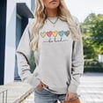thumbnail image 2 of Daznico Women's Classic Ribbed Crew Neck Pullover Sweatshirt Multi Pattern Heart Graphic Drop Shoulder Long Sleeve Soft Loose Top for Daily,XXL, 2 of 4