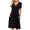 Black, variant on ICHUANYI Womens New Trending Casual Comfy Elegant Color V Neck Pocketed Short Sleeve Dress Fashion Cloth 2024