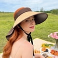 thumbnail image 5 of Wide Brim Straw Hat for Women Men with Neck Flap, Breathable Lightweight Outdoor UV Protection Cap for Beach Fishing Summer Travel, 5 of 6