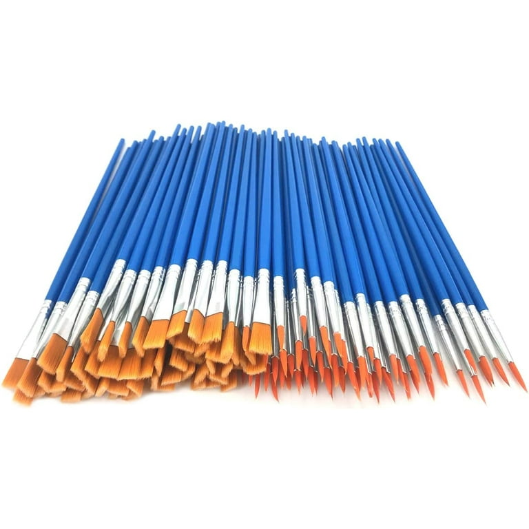 120 Pcs Flat and Round Paint Brushes Set,Kids Small Brushes Bulk Pointed Flat Nylon Hair Brushes for Acrylic Oil Watercolor Paint Party Classroom Pain