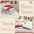 thumbnail image 7 of Exclusivo Mezcla Christmas King Size Comforter Set, 3 Pieces Reversible Rust Red Striped Bedding Comforters, Printed Flowers Reindeer Pattern, 7 of 7