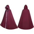 thumbnail image 3 of URMAGIC Hooded Cape Cloak Reversible Velvet Satin Renaissance Medieval Halloween Christmas Cosplay Costumes, 3 of 5
