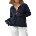 thumbnail image 2 of Sweat à Capuche Décontracté à Manches Longues pour Femmes avec Fermeture Éclair Quart Bleu m, 2 of 8