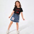 thumbnail image 5 of ITSAME Girls Outfit Sets, Crewneck Printed T-Shirts and Denim Skirts Summer Casual Clothes 2-Piece Black Size 7-8, 5 of 6