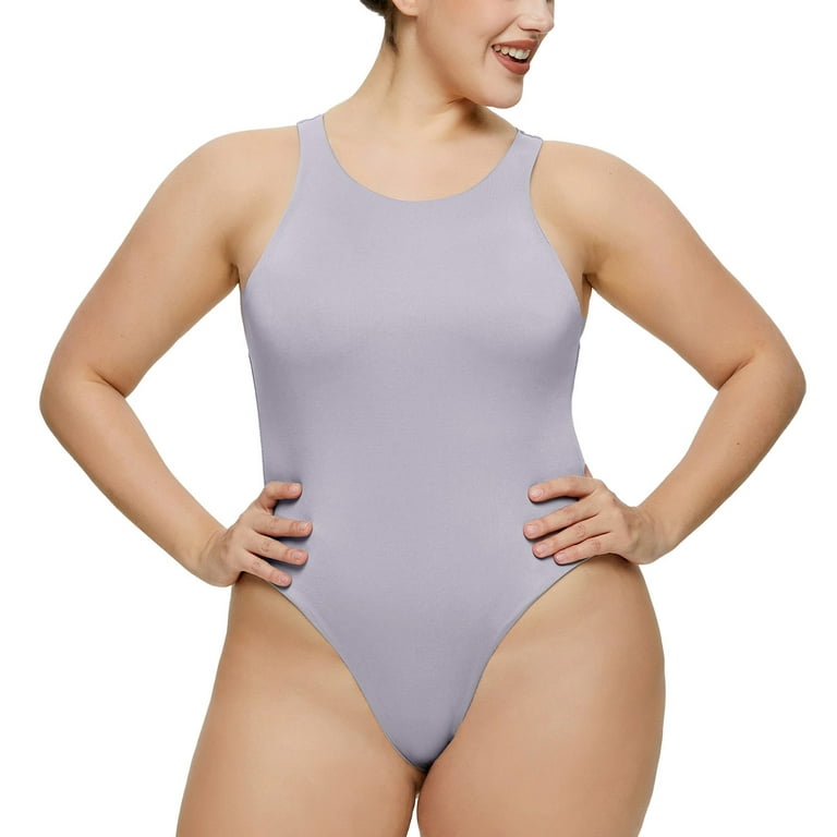 Pxiakgy body shaper body shaper tummy control Shapewear for Plus Size Women  Seamless Scoop Neck Tank Tops Sleeveless Thong Bodysuit Grey + XL