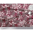 thumbnail image 1 of Soimoi Poly Georgette Fabric Leaves & White Flower Floral Printed Fabric 1 Yard 52 Inch Wide, 1 of 2