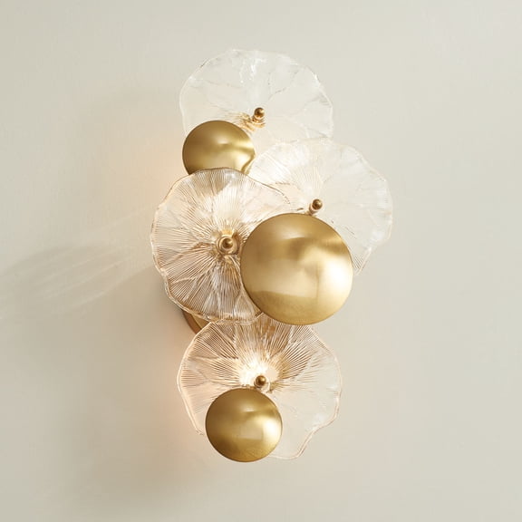 Possini Euro Design Filoli 16" High Modern 2 Light Wall Sconce Light Lamp Fixture Mount Bathroom Bedroom Hardwired Gold Plated