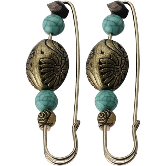 Vintage Alloy Brooch Pin Set Large Retro Corsage for Women Sweater Cardigan Shawl Clips Decorative Collar Pins 2 Pcs