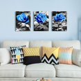 thumbnail image 2 of Bedroom Wall Art For Living Room Bathroom Wall Decor For Kitchen Family Pictures Artwork Black And White Blue Rose Flowers Canvas Paintings 12" X 16" 3 Pieces Framed Modern Office Home Decorations, 2 of 6