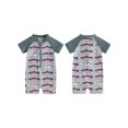 thumbnail image 3 of Aojekbee Kids Boys Summer Swimwear Casual Tractor/Fish Print Short Sleeve Zipper Rash Guard Swimsuit Beachwear Bathing Suit, 3 of 10