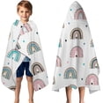 thumbnail image 3 of White Boho Bohemia Rainbow Leopard Hearts Pattern Hooded Bath Towel，50"x30" for Ages 3 To 12 Kids, Quick Dry Lightweight Soft Microfiber Hood Beach Towel Cover Up for Kids, 3 of 7