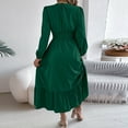thumbnail image 6 of Cavosen Casual Dresses for Women Ruffle Crew Neck Empire Waist Evening Gowns Shirred Long Sleeve Elegant Dress, 6 of 8