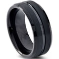 thumbnail image 3 of Charming Jewelers Black Tungsten Wedding Band Ring 8 or 10mm for Men Women Comfort Fit Black Beveled Edge Polished Brushed Lifetime Guarantee, 3 of 5