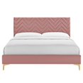 thumbnail image 4 of Platform Bed Frame, Tufted, Twin Size, Pink, Velvet, Mid Century Bedroom, Modern Contemporary Boutique HB35556, 4 of 8