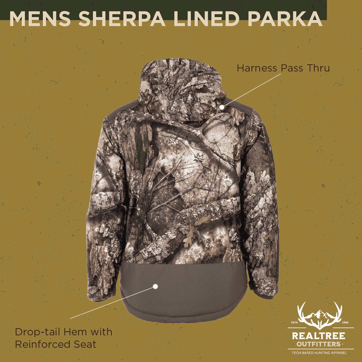 Realtree Outfitters Men's Sherpa Lined Waterproof Hunting Jacket, Realtree APX, Size Small