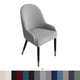 thumbnail image 3 of KDJ Velvet Semi-Circular Dining Chair Cover, Elastic Stretchable Curved Chair Slipcover, Polyester Spandex Blend, Anti-Wrinkle Anti-Pilling, Available in Khaki, Gray, Black, Navy Blue, 3 of 7