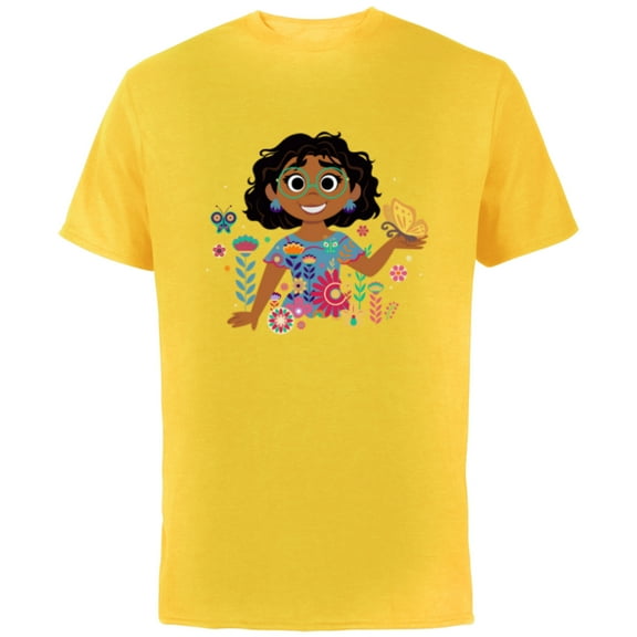 Disney Encanto Mirabel Spring Easter Butterflies and Flowers - Short Sleeve Cotton T-Shirt for Adults - Customized-Yellow
