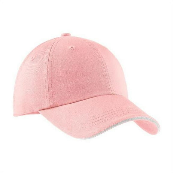 Port Authority Sandwich Bill Cap with Striped Closure-One Size (Light Pink/White)