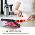 thumbnail image 3 of SaniMore for Samsung Galaxy A32 5G 6.5" 2021 Case with Hidden Bracket Rugged Heavy Duty Protective [Hard PC Back + Silicone Bumper] Shokcproof Anti-drop Tri-layer Htbird Shell, Black/Rose, 3 of 7