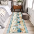 thumbnail image 3 of Vintage Coastal Runner Rugs 2x6 ft Summer Nautical Coral Starfish Shell Blue Washable Hallway Rugs Non-Slip Floor Mats Absorbent Carpet Bedside Runners for Bedroom Kitchen Bathroom Laundry Room, 3 of 9