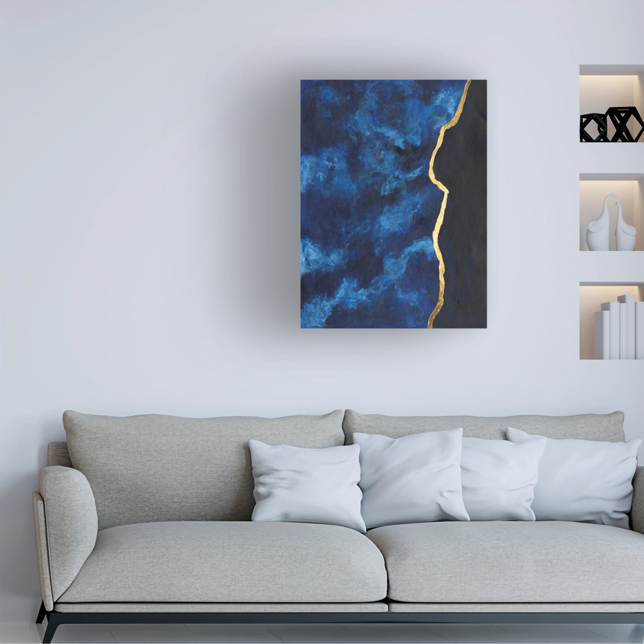 Canvas Wall Art - Michael Willett 'Gilt Indigo I' Wall Art for Living Room, Bedroom, or Office Décor by Trademark Fine Art - 35 x 47 Inches