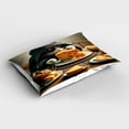 thumbnail image 2 of Ambesonne Cat Pillow Sham, Kitty Having Feast with Cheese, 36" X 20", Marigold and Charcoal Grey, 2 of 2