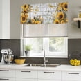 thumbnail image 4 of 2 Pack Farmhouse Sunflower Valances for Windows Bedroom Living Room Window Treatments, Vintage Daisy Butterflies Gray Wood Rod Pocket Valance Drapes Short Kitchen Curtains Over Sink 42"x12", 4 of 8